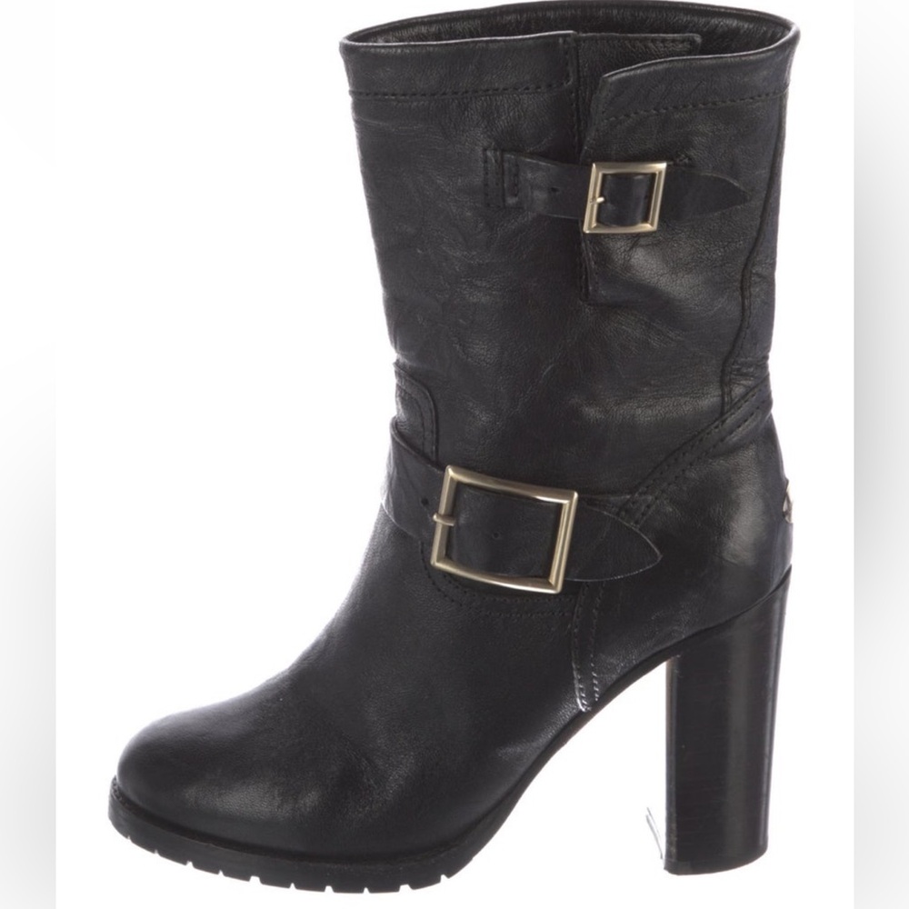 Jimmy Choo Leather Ankle Moto Boots black